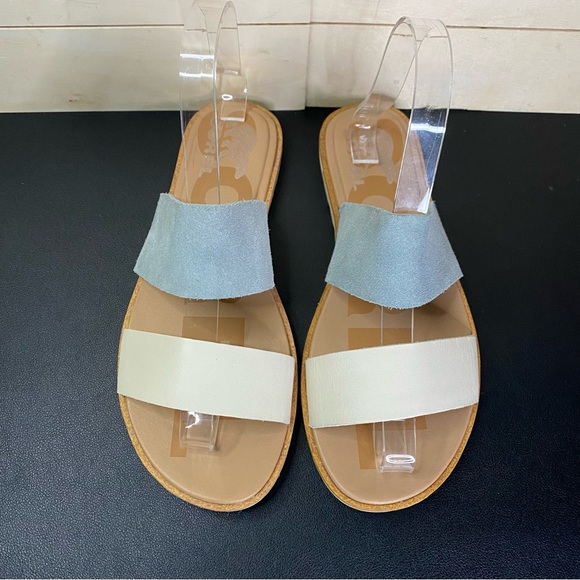 Sorel Ella 2 Slide Sandals Women's Size 7 Shoes Blue White Leather NL4662-461 - Picture 7 of 10